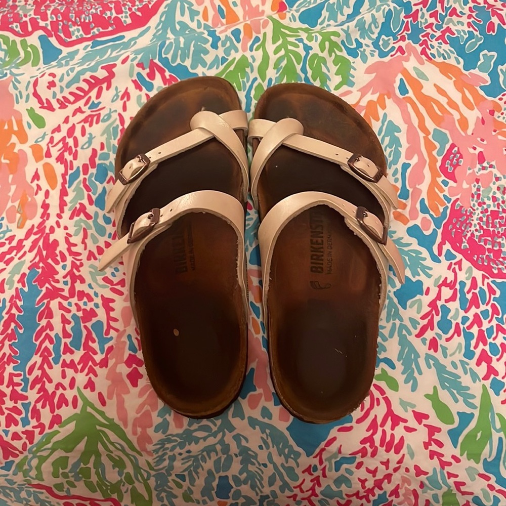White/pearl Birkenstocks